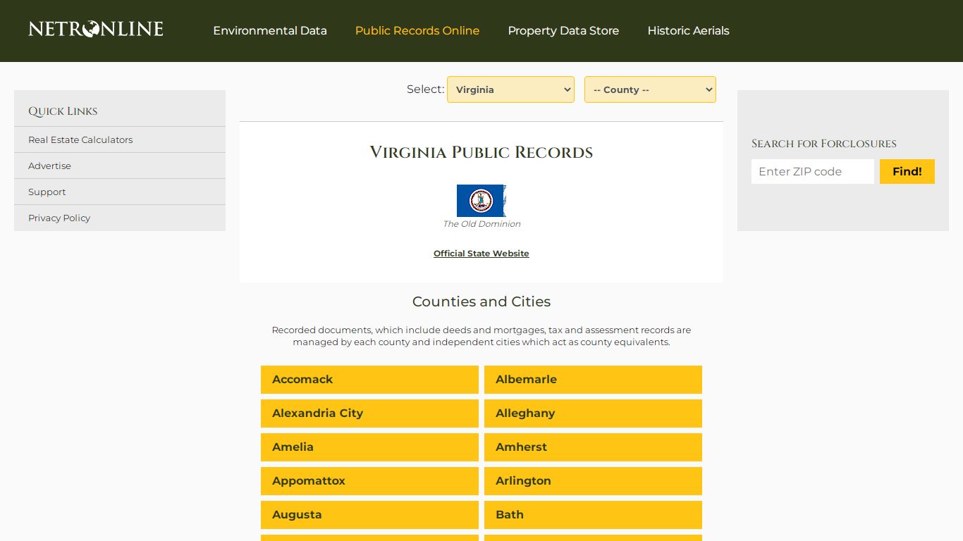 Virginia Public Records Online Directory